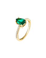Morellato women ring steel gold with green crystal size 16