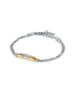Trussardi T-LOGO bracelet steel silver and gold size 16+3CM