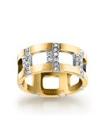 Trussardi T-LOGO women ring steel gold with crystal size 16