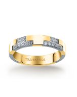 Trussardi T-LOGO Element ring steel gold with crystal size 14