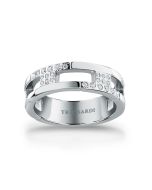 Trussardi T-LOGO women ring steel silver with crystal size 12