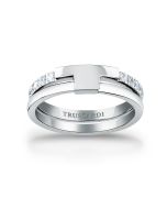 Trussardi T-LOGO Element ring steel silver and crystal size 12