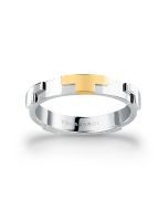 Trussardi ladies T-LOGO ring steel silver , Gold size 18
